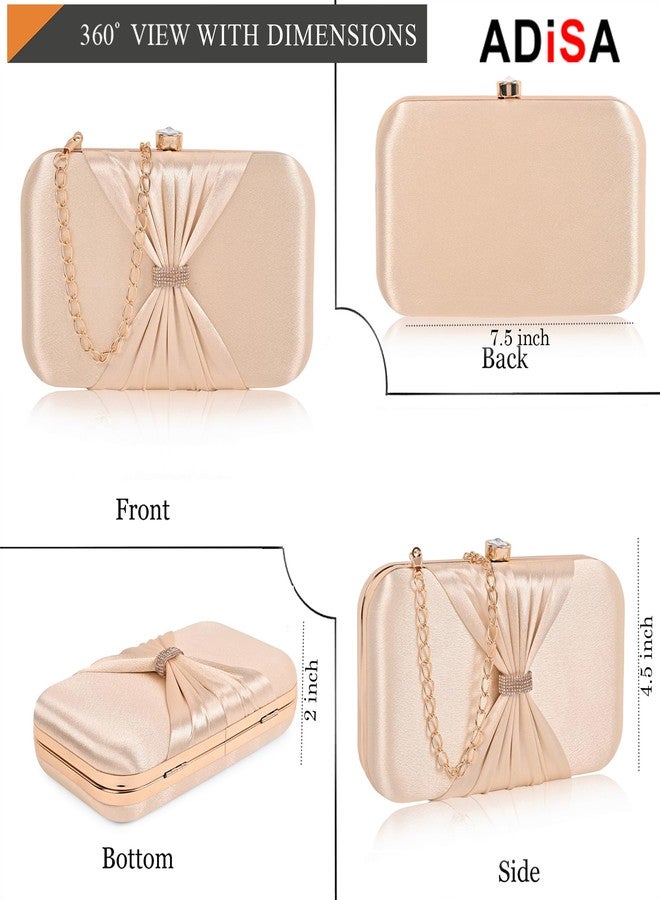 ADISA bow formal party clutch with gold chain for women and girls (CL102-GOL) - Image 2